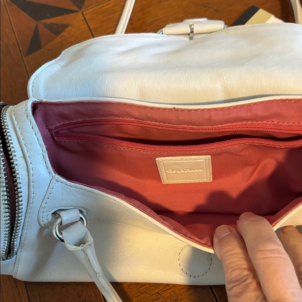 Cole Haan White Shoulder Bag with Silver Accents - Picture 4 of 10